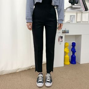 소올 블랙 밴딩 슬랙스 여성용 캐주얼 일자핏 팬츠_P321322564