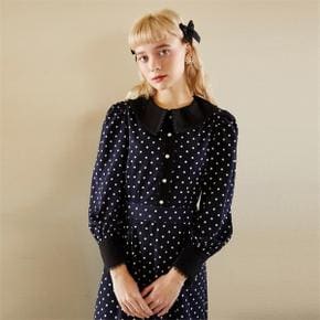 [일루스트리스일루전] NAVY DOT BK LACE DRESS