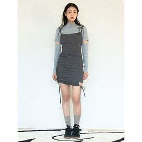 UNBALANCE RIBBON DRESS_GREY