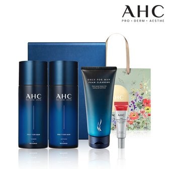 AHC [선물대전] 온리포맨 스킨케어2종세트+폼클렌저140ml+텐레볼루션아이크림7ml+쇼핑백