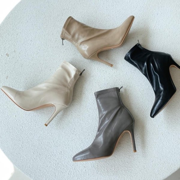 [옷자락] 여자 삭스 스틸레토 하이힐 스티치 앵클 부츠