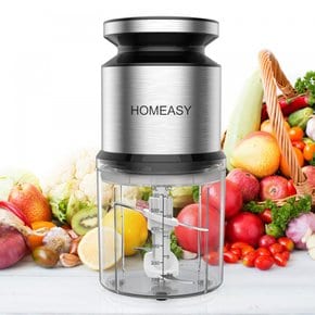 HOMEASY 600ML 300W 푸드 프로세서 1대 4역(각각혼합붕괴분쇄) 푸드 쵸퍼 스테인리스 4장 칼날