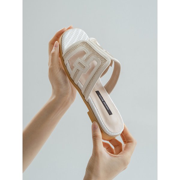 스팬 자가드 우븐 슬리퍼 뮬 2cm