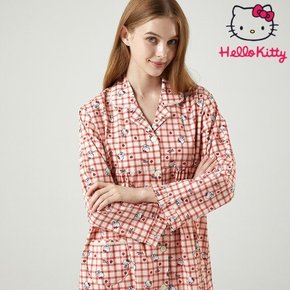 산리오 헬로키티 프리미엄 홈웨어 면잠옷 긴소매 긴팔 카라 원피스 HK-4537