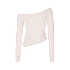 ONE SHOULDER BUTTON TEE-PINK