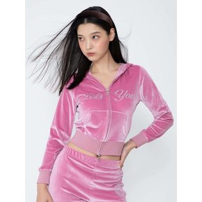 lotsyou_Britney Velvet Zip-Up Hoodie Pink