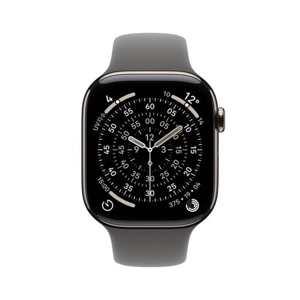 워치 11 셀룰러 42mm 내추럴 티타늄, 스톤 그레이 스포츠 밴드 (ML) MF8N4KH/A