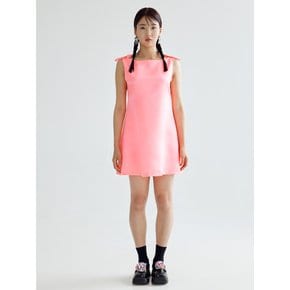 RIBBON MINI DRESS - NEON PINK