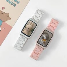 제이큐 엔터콘 파스텔블럭 투명 메탈 스트랩 갤럭시핏3