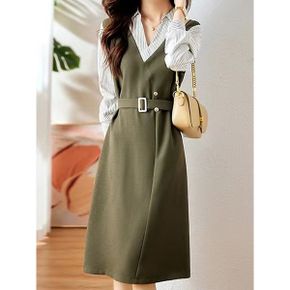 라이베 카라넥 배색 벨트 원피스_P408140506