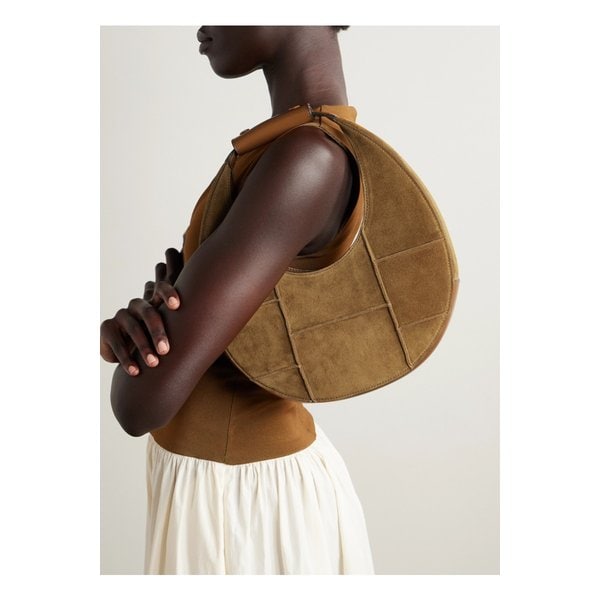 스타우드 문 가죽 트리밍 패널 스웨이드 토트 탠 브라운 46376663162889566