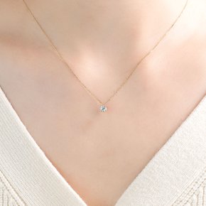 18K 2부 모이사나이트 목걸이 4프롱 각줄 체인