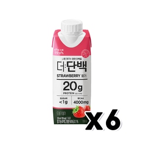 빙그레 더단백 딸기 멸균팩 프로틴음료 250ml x 6개