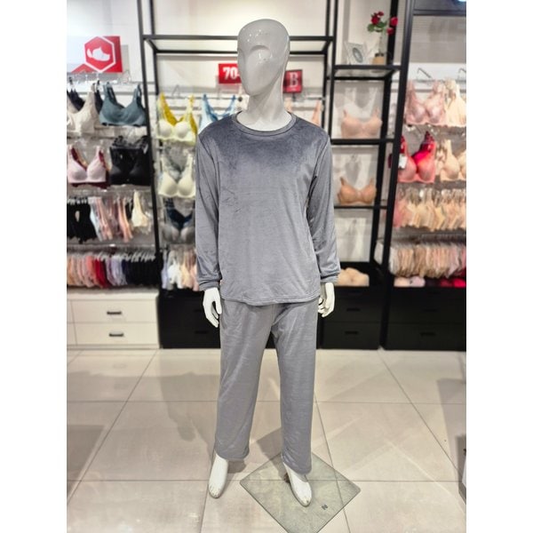 [시흥점] S 비너스) 벨로아 솔리드 홈웨어 상,하의 세트 VEV3875M+VEP3875M-GY