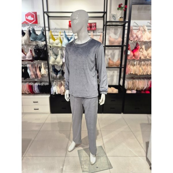 [시흥점] S 비너스) 벨로아 솔리드 홈웨어 상,하의 세트 VEV3875M+VEP3875M-GY