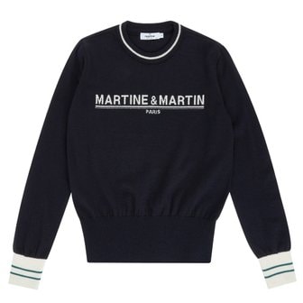 MARTINE GOLF [정상가 338000원]여성 레터링포인트 라운드니트 네이비 (Q0C230249)