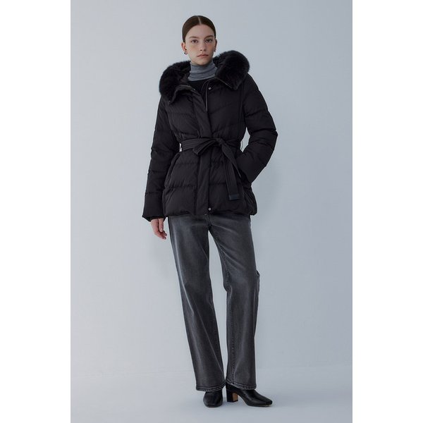 폭스 퍼 슬림 벨티드 다운 점퍼 7155417003199