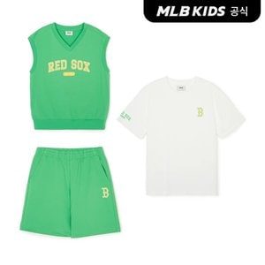 MLB키즈 (공식)24SS 바시티 3PCS 베스트 반팔 세트 7AS1V0343-43YGS