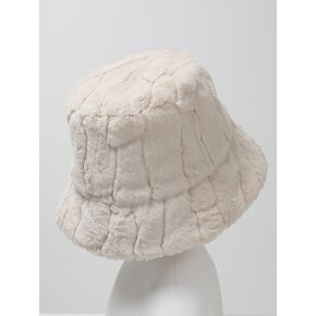 racoon beige fur bucket hat