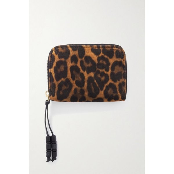 헌팅시즌 비즈 장식 가죽 트리밍 레오파드 스웨이드 지갑 46376663162928252