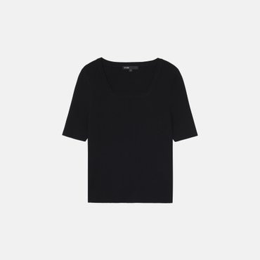 마쥬 스퀘어넥 리브드 니트 탑