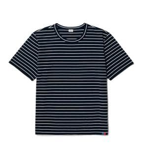 큘 THE MODERN SHORT SLEEVE TEE - NAVY/CREAM PINSTRIPE