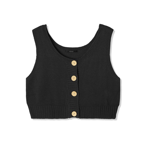 여성 크롭 니트 베스트 (BLACK) (HY8VE50)