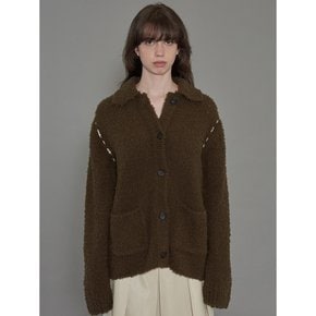 BOUCLE KNIT CARDIGAN_BROWN