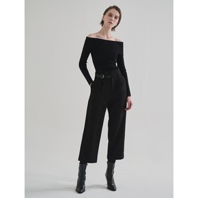 High-waist pintuck belt pants