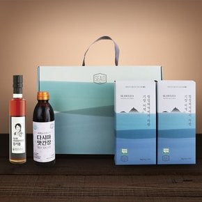 [부산기장특산품] 종합 선물세트A(기장미역 60G*2EA+기장 다시마 맛간장 500ml+최순희 명장 참기름 300ml)