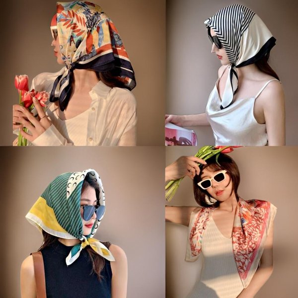 [옷자락] 여성 실크 패턴 광택 다용도 머플러