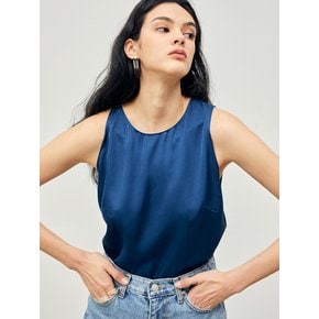 Unbalanced Sleeveless Blouse Turkish-Blue