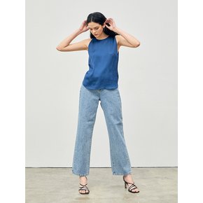 Unbalanced Sleeveless Blouse Turkish-Blue