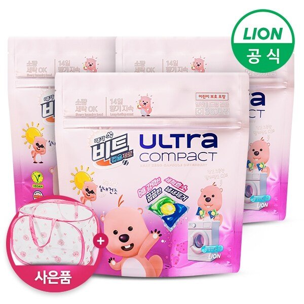 캡슐세제 잔망루피 제로 울트라 콤팩트 실내건조 36개입 3팩 (카모마일)+세탁바구니 증정