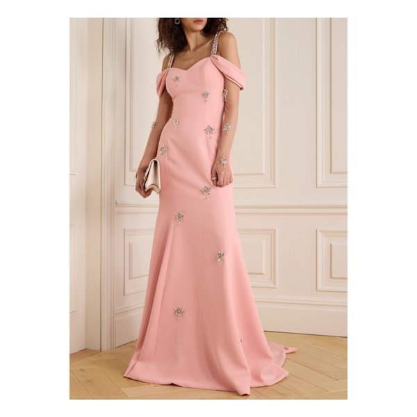 사비나빌렌코 콜드숄더 장식 크레이프 튤 가운 장갑 세트 블러시 1647597340328205