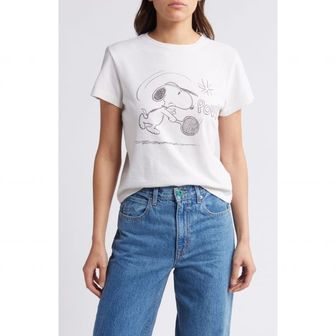 리던 4880671 Re/Done Snoopy Tennis Graphic T-Shirt 96233390