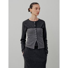 Basic Rib Button Bustier - Charcoal