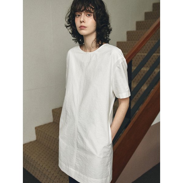 A3568 절개 미니 원피스_White