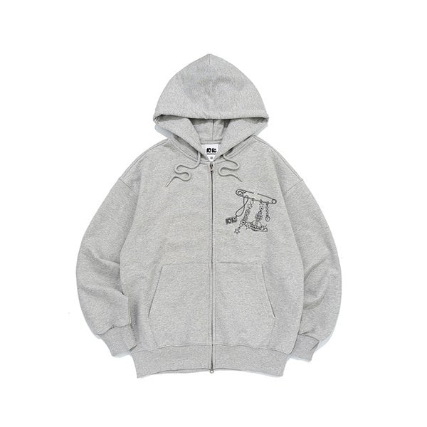 KITSCH CLIP KEYRING HOOD ZIP-UP (MELANGE)
