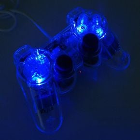 투명 조이스틱 LED USB 유선 햅틱 PC게임용 컨트롤러