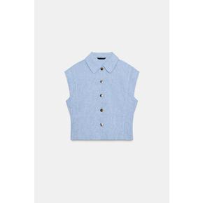 ZARA 자라 슬리브리스 린넨 셔츠 7969 051 400
