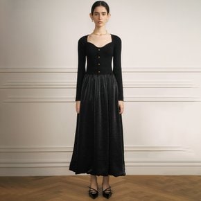 YY Moonlight satin long skirt_BLACK