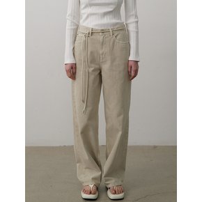 Straight Denim Pants_Washed Beige