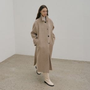 [LE CLASSIQUE] NOIR Cashmere Belted Balmacaan Coat_Oatmeal