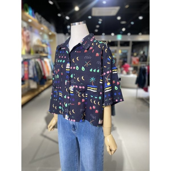 [여주점] 배색 패턴 시어서커 블라우스 (BABLA6631)