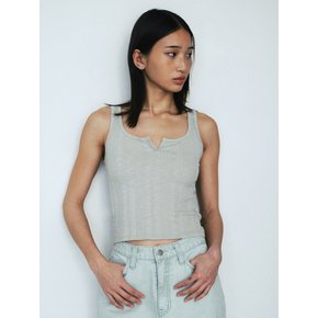 Minimal Slit Point Sleeveless (Light Khaki)