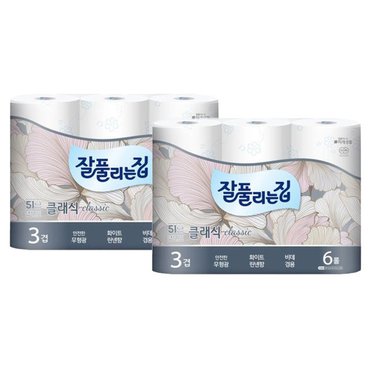  잘풀리는집 더 도톰한 화장지 3겹 퀼팅 25m 6롤x2팩 총12롤