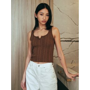 Minimal Slit Point Sleeveless (Brown)