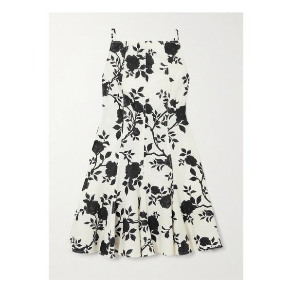 오픈 백 보우 디테일 플로럴 리넨 미니 드레스 1647597358036974