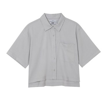 잠뱅이 여성)린넨라이크 크롭 반팔셔츠(오버핏) AN2WWH354